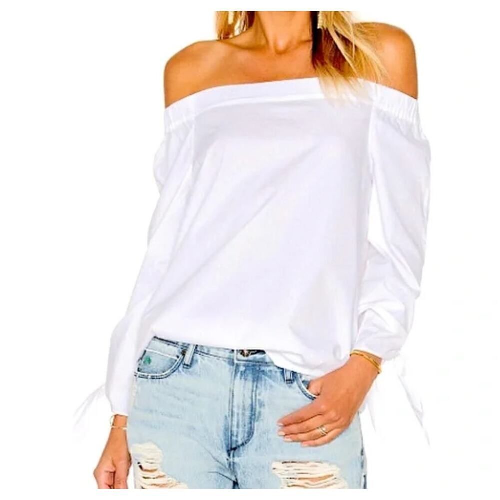 Free People Show Me Some Shoulder Off the Shoulder White Cotton Blouse Medium